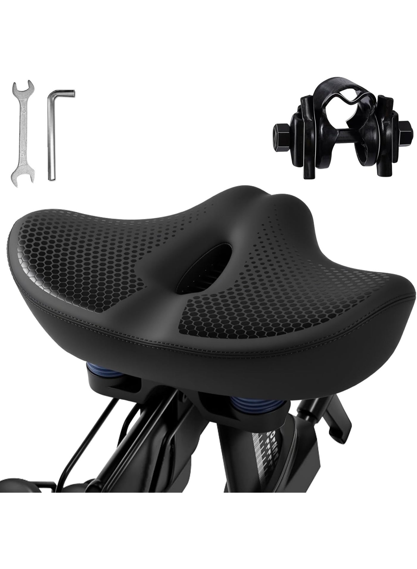 Upgrade Oversize Bike Seat for Men Women, Extra Wide Noseless Bicycle Seat Cushion, Waterproof Comfort Memory Foam Bike Saddle Fit for Peloton Bikes, Exercise Bike, EBikes, City Bike